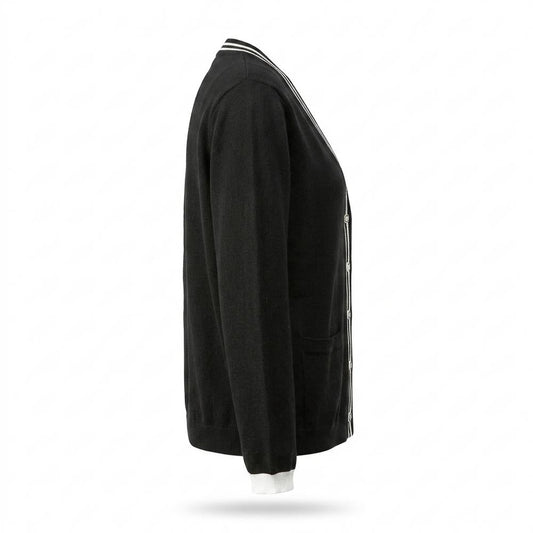 Allsaints Leather - Sosim | Striped-Trim Embroidered Knit Cardigan Women