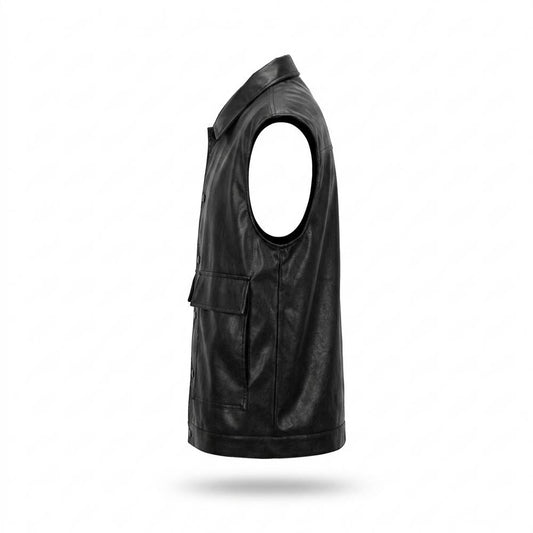 Allsaints Leather - Velor | Collared Sleeveless Vest Men