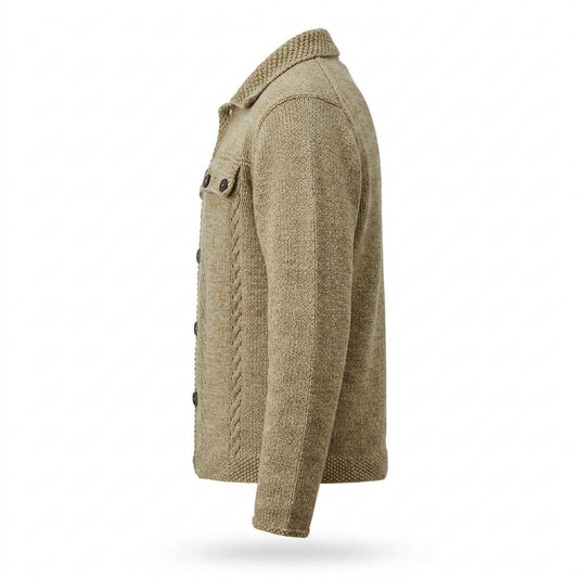 Allsaints Leather - Vaket | Cable-Knit Collared Knit Cardigan Men
