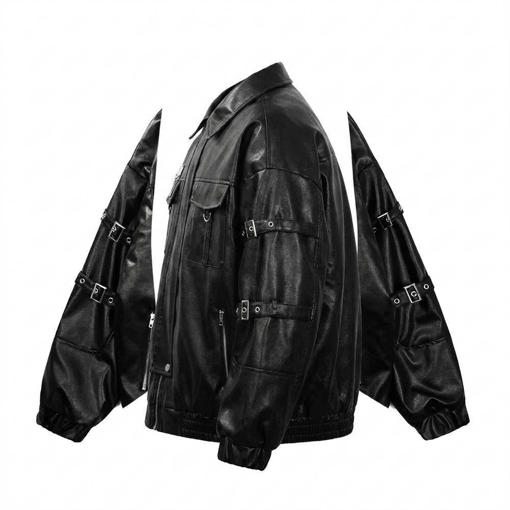 Allsaints Leather - Dazan | Oversized Buckled Leather Jacket Unisex