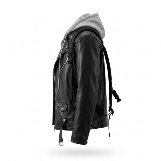 Allsaints Leather - Black | Hooded Asymmetrical Leather Jacket Men