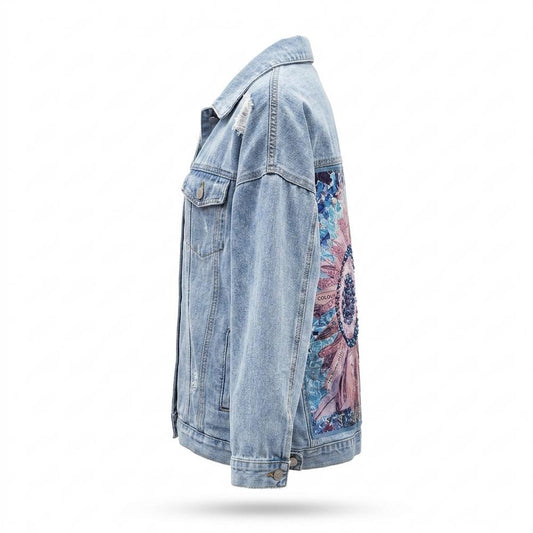 Allsaints Leather - Rilev | Printed Distressed Denim Jacket Women