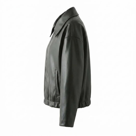 Allsaints Leather - Leron | Collared Zip-Up Jacket Unisex