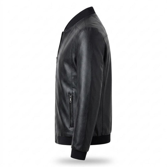 Allsaints Leather - Vemir | Zip-Up Rib-Knit Leather Jacket Men