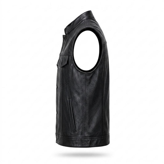 Allsaints Leather - Curik | Leather Collared Vest Men