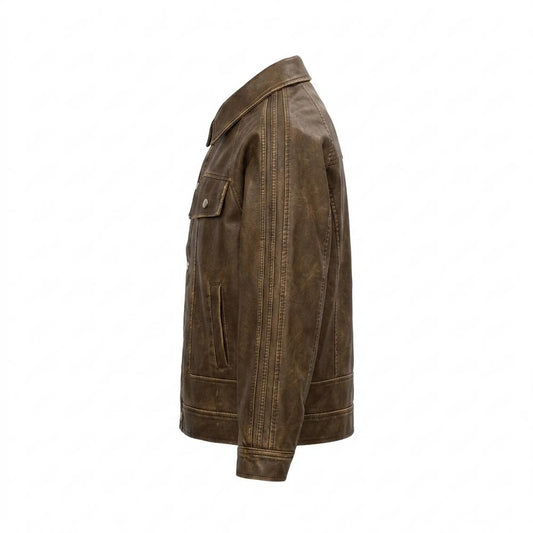 Allsaints Leather - Saral | Washed Button-Front Leather Jacket Unisex
