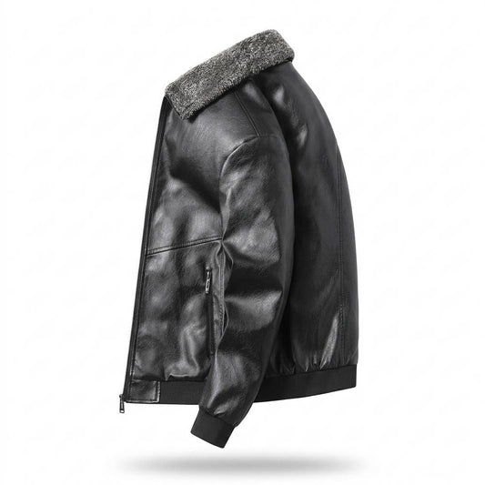 Allsaints Leather - Misen | Zip-Up Sherpa-Collar Leather Jacket Men