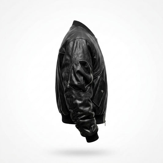 Allsaints Leather - Vural | Ruched Structured Leather Jacket Unisex