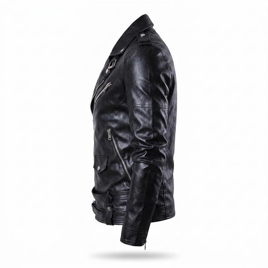 Allsaints Leather - Makul | Asymmetrical Belted Leather Jacket Men
