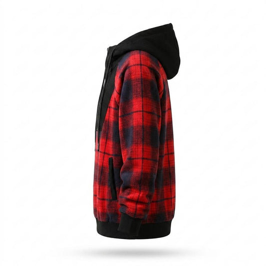 Allsaints Leather - Veron | Plaid Quarter-Zip Hoodie Men