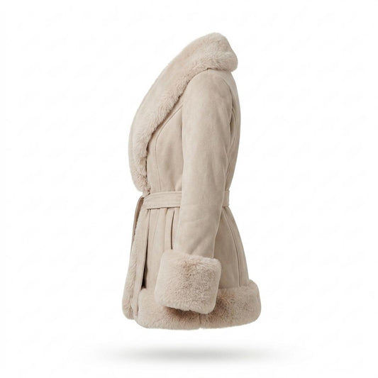 Allsaints Leather - Alsen | Faux-Shearling Belted Coat Women