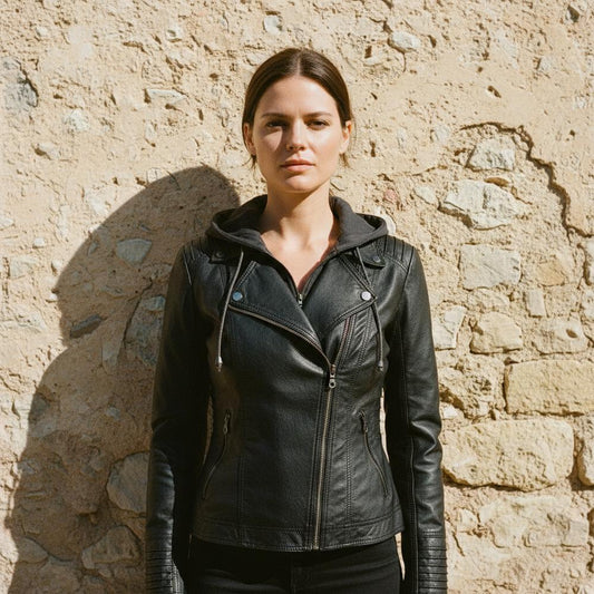 Allsaints Leather - Elhal | Hooded Asymmetrical Leather Jacket Women