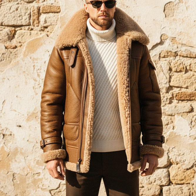 Allsaints Leather - Vinav | Shearling-Lined Zip-Up Leather Jacket Men