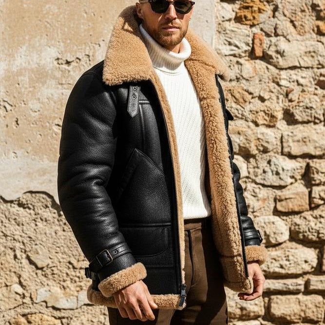 Allsaints Leather - Vinav | Shearling-Lined Zip-Up Leather Jacket Men