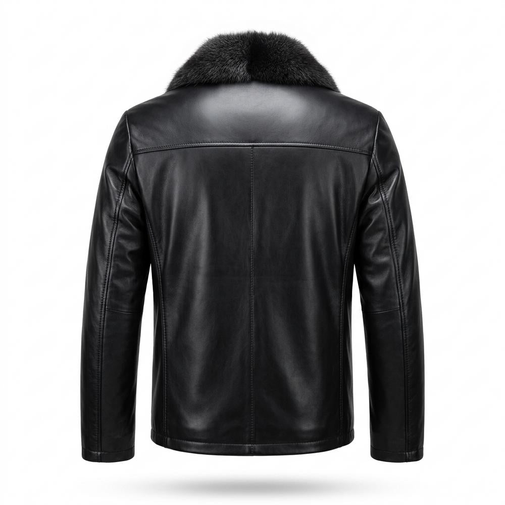 Allsaints Leather - Kaken | Fur-Trimmed Button-Front Leather Jacket Men
