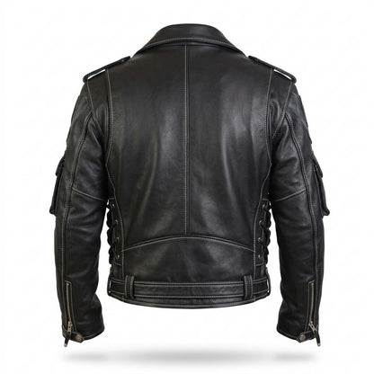 Allsaints Leather - Armor | Multipocket Contrast-Stitched Leather Jacket Men