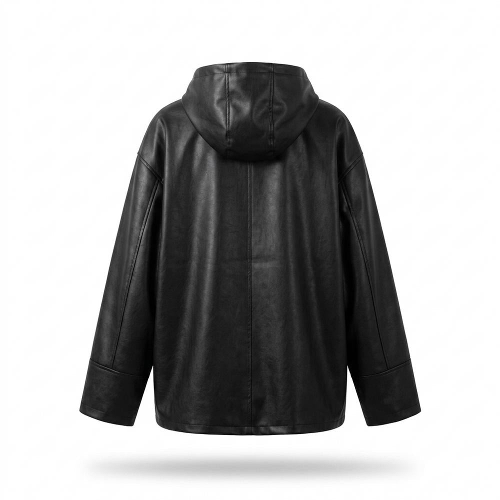 Allsaints Leather - Tikar | Oversized Faux-Leather Hoodie Unisex