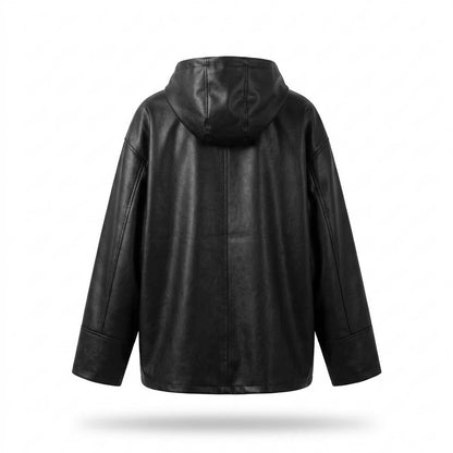Allsaints Leather - Tikar | Oversized Faux-Leather Hoodie Unisex