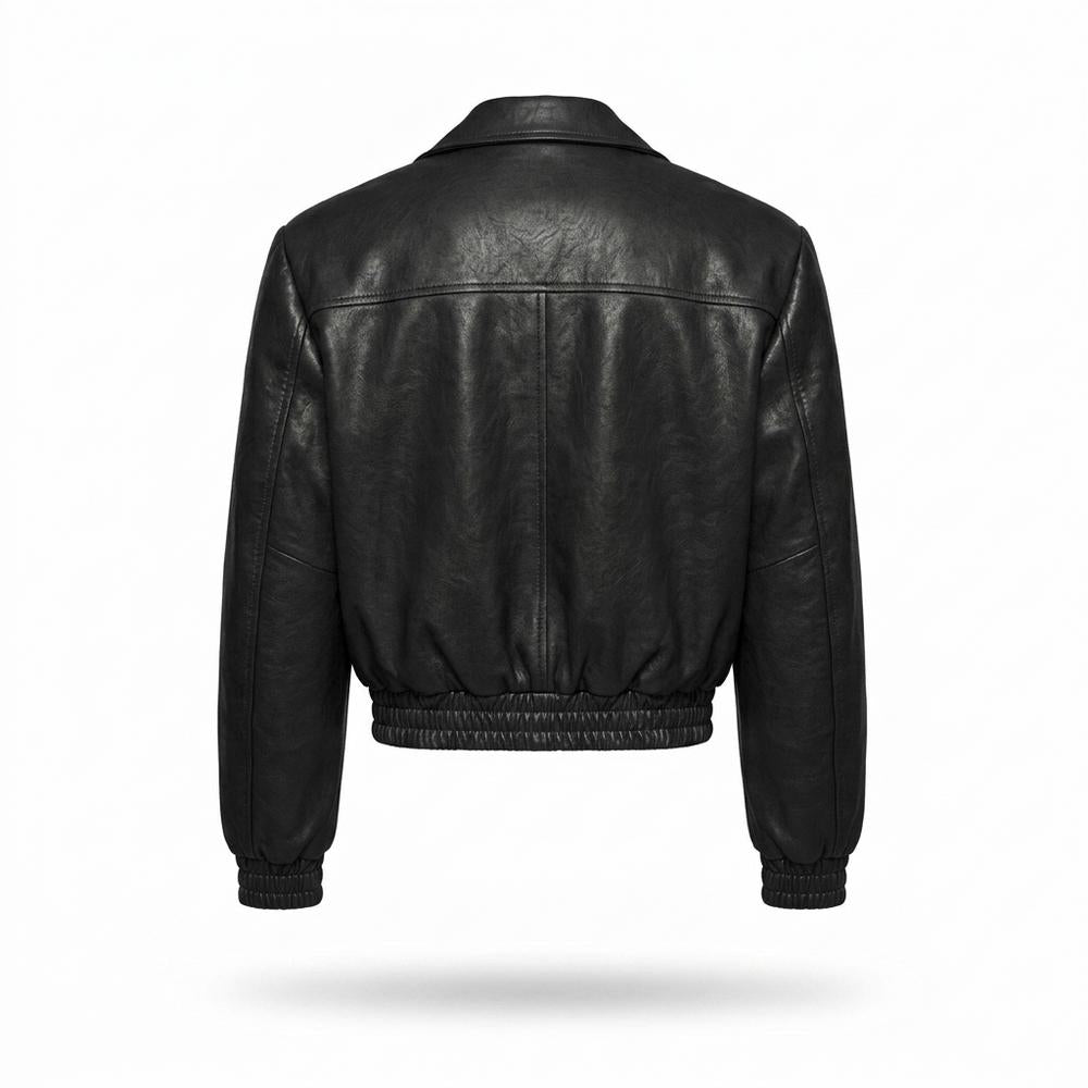 Allsaints Leather - Rilan | Pocketed Smocked Leather Jacket Unisex