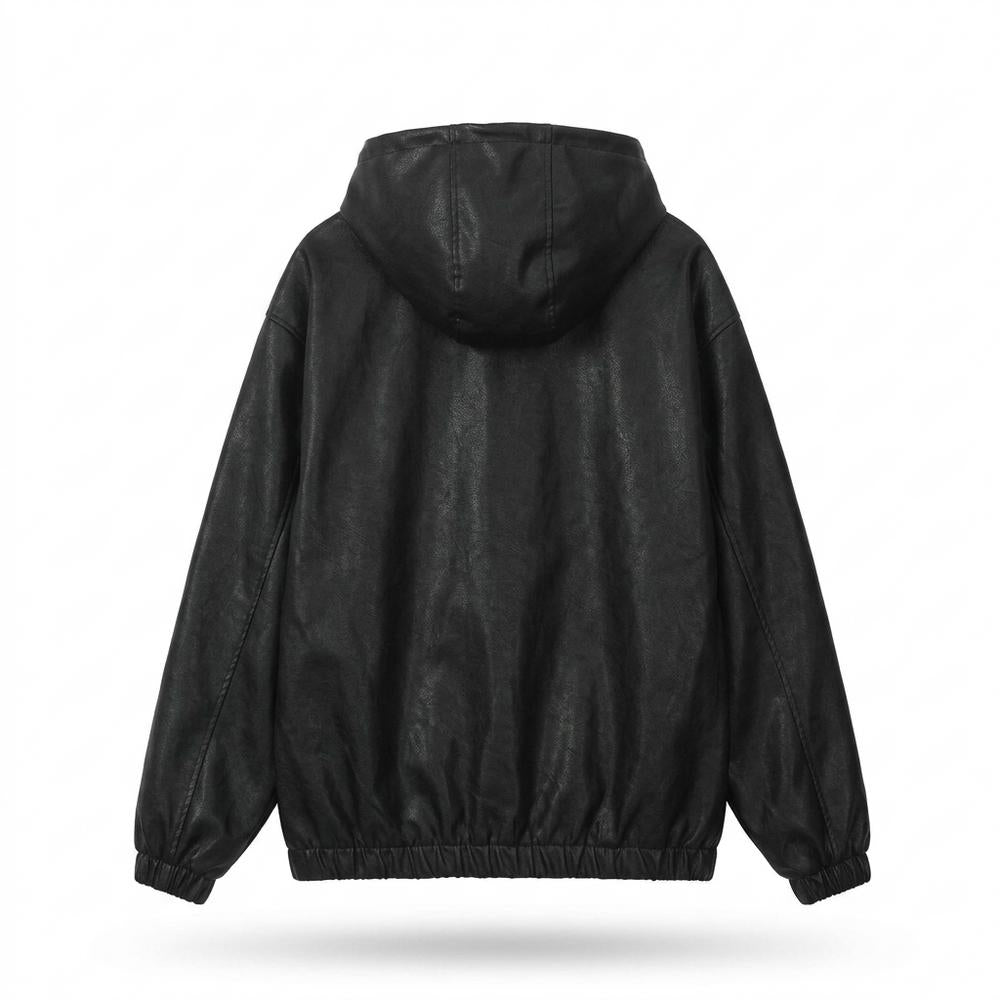 Allsaints Leather - Dediv | Hooded Faux Leather Jacket Unisex