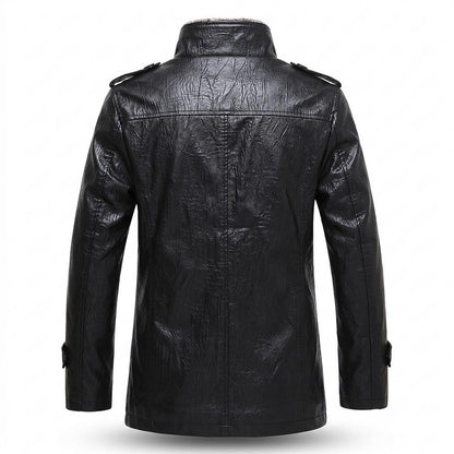 Allsaints Leather - Sukot | Fleece-Lined Stand-Collar Leather Jacket Men