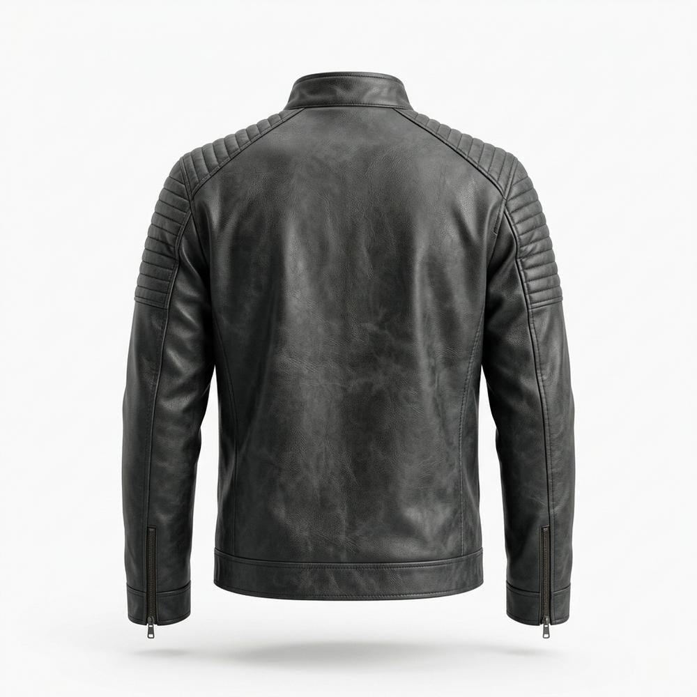 Allsaints Leather - Allev | Quilted Zippered Leather Jacket Men
