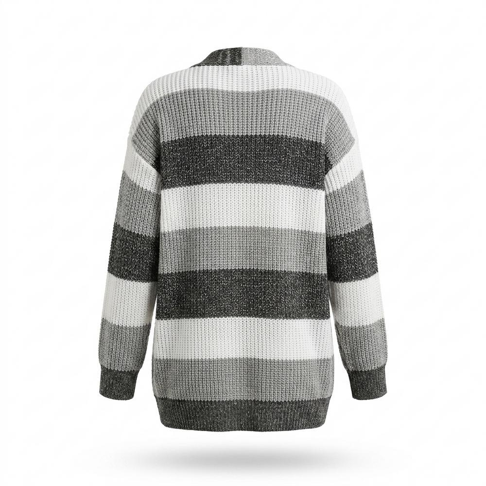Allsaints Leather - Salin | Striped Open-Front Knit Cardigan Women