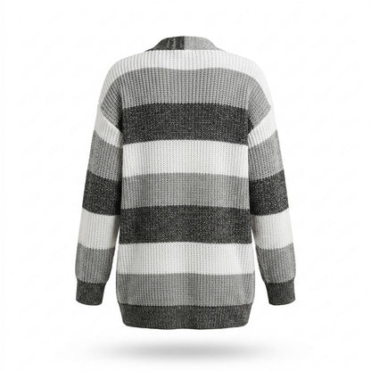 Allsaints Leather - Salin | Striped Open-Front Knit Cardigan Women