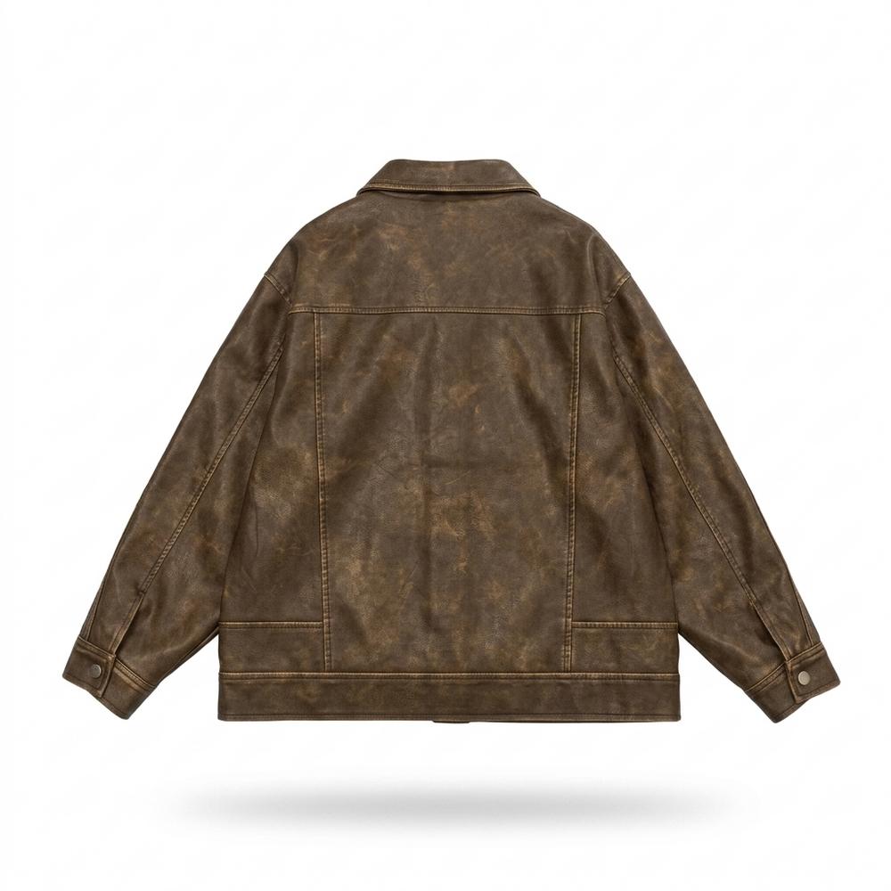 Allsaints Leather - Saral | Washed Button-Front Leather Jacket Unisex