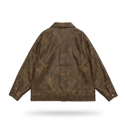 Allsaints Leather - Saral | Washed Button-Front Leather Jacket Unisex