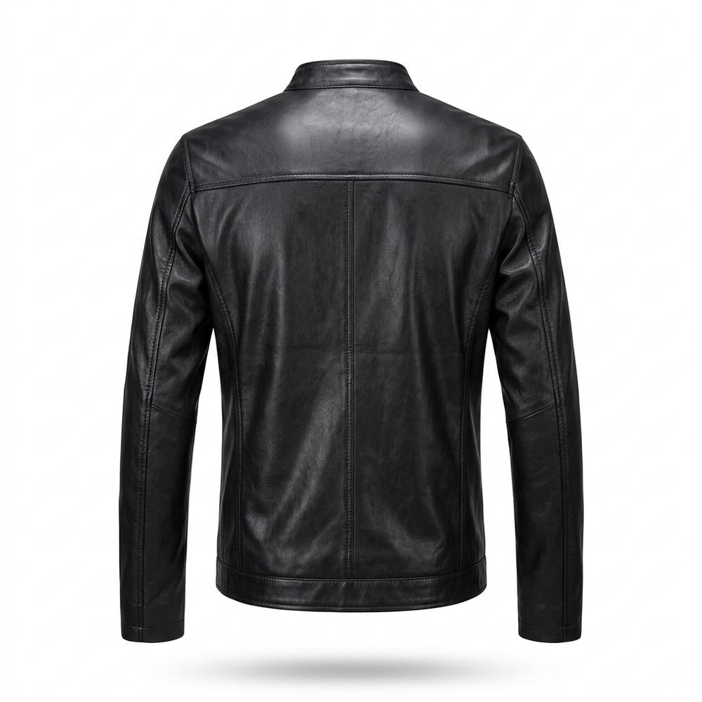 Allsaints Leather - Vivar | Patched Stand-Collar Leather Jacket Men