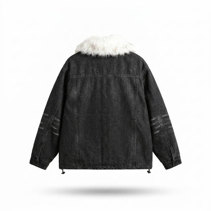 Allsaints Leather - Artor | Fur-Collar Washed Denim Jacket Unisex
