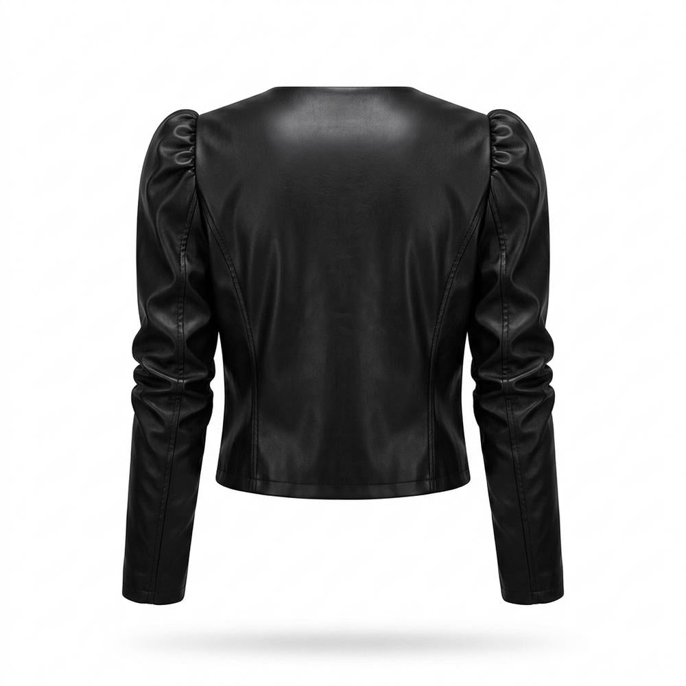 Allsaints Leather - Danal | Puffed-Sleeve Open-Front Leather Jacket Women