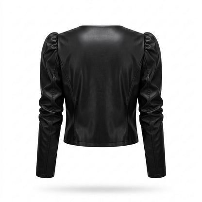 Allsaints Leather - Danal | Puffed-Sleeve Open-Front Leather Jacket Women