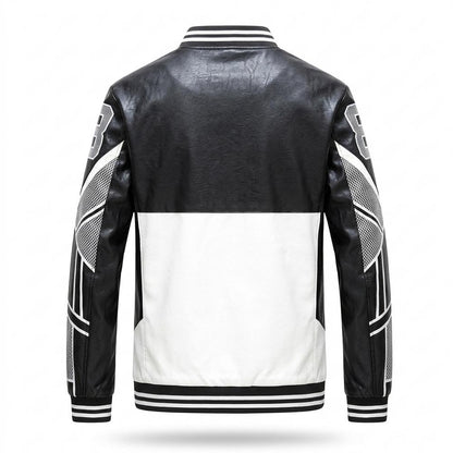 Allsaints Leather - Davan | Color-Blocked Striped Leather Jacket Men
