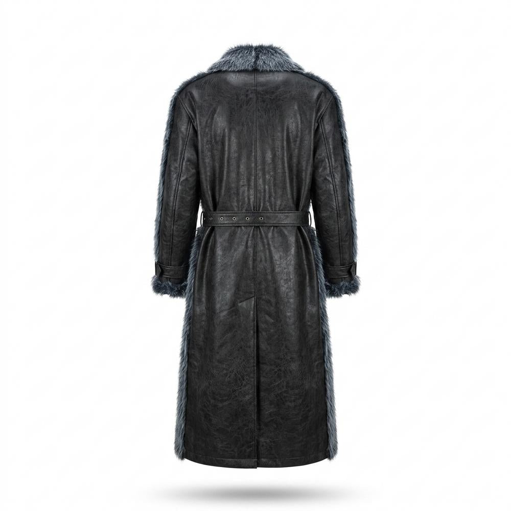 Allsaints Leather - Rimon | Fur-Trimmed Belted Coat Men