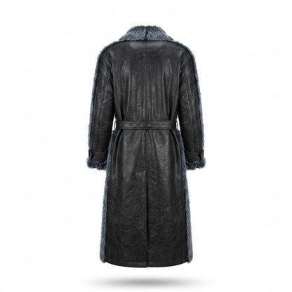 Allsaints Leather - Rimon | Fur-Trimmed Belted Coat Men