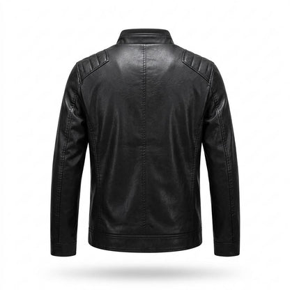 Allsaints Leather - Vuhun | Quilted-Shoulder Stand-Collar Leather Jacket Men