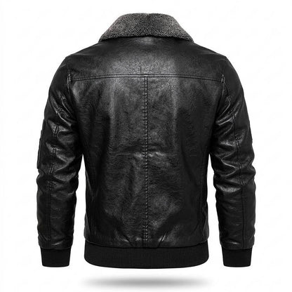 Allsaints Leather - Zamon | Embroidered Shearling-Collar Leather Jacket Men