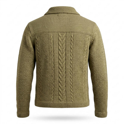 Allsaints Leather - Vaket | Cable-Knit Collared Knit Cardigan Men