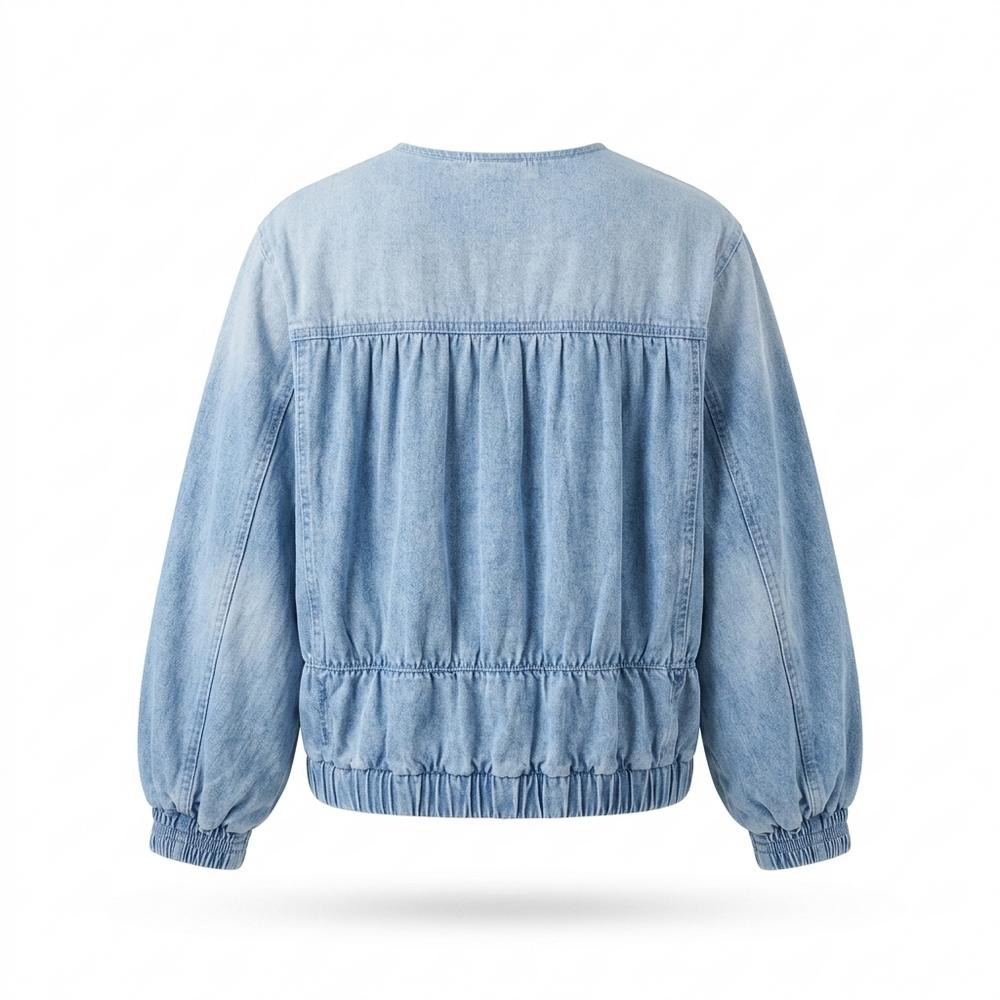 Allsaints Leather - Talor | Collarless Gathered Denim Jacket Women