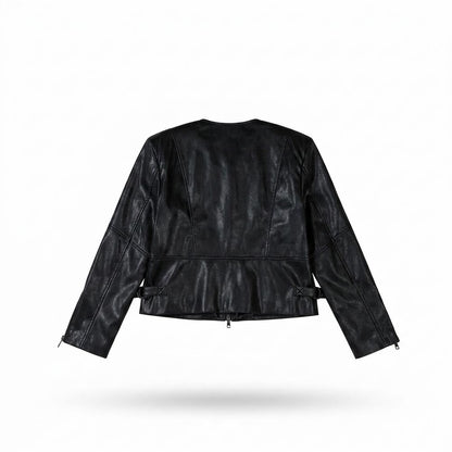 Allsaints Leather - Rivan | Collarless Zipped Leather Jacket Women