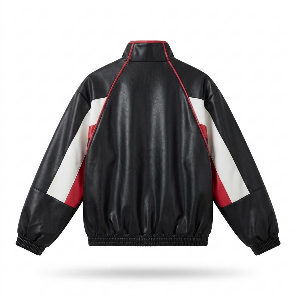 Allsaints Leather - Yuket | Color-Block Zip-Up Leather Jacket Unisex
