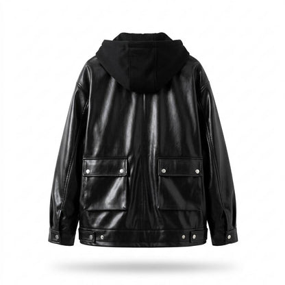 Allsaints Leather - Zaran | Hooded Relaxed-Fit Leather Jacket Men