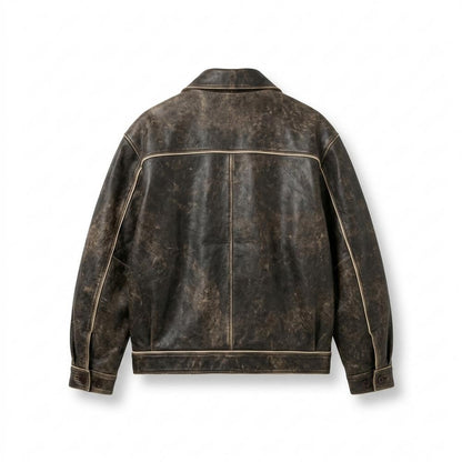 Allsaints Leather - Sesol | Patinated Oversized Leather Jacket Unisex