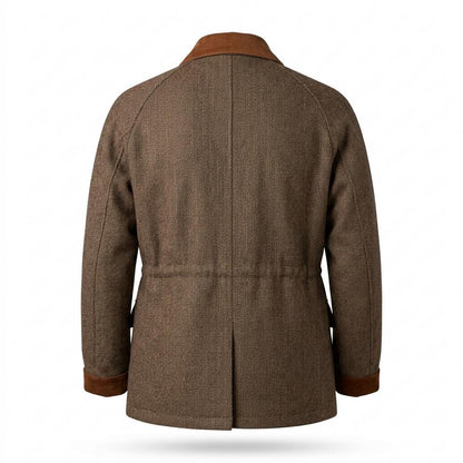Allsaints Leather - Mivan | Herringbone Contrast-Collar Jacket Men