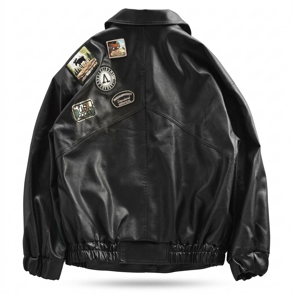 Allsaints Leather - Sazan | Patched Zip-Up Leather Jacket Men