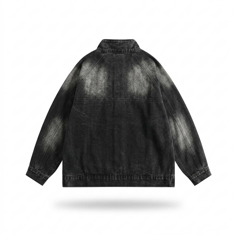 Allsaints Leather - Kadan | Washed High-Collar Denim Jacket Unisex