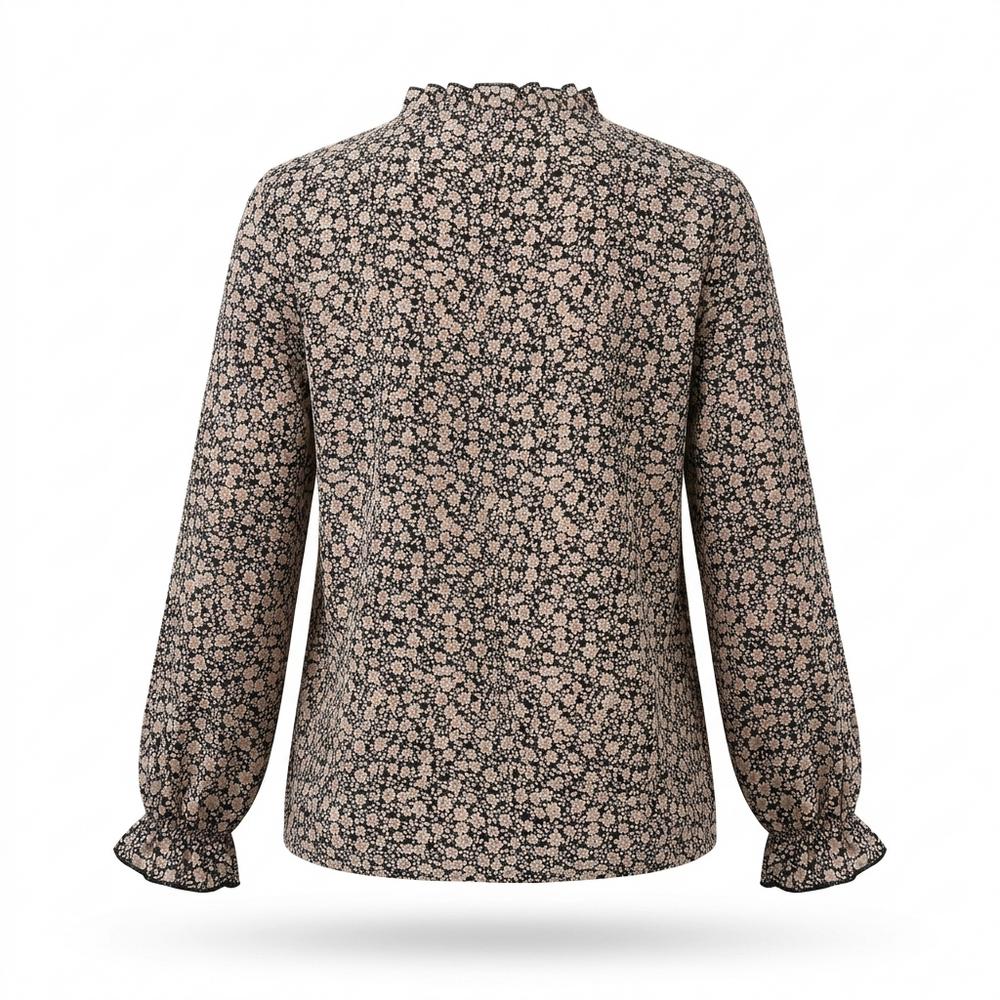 Allsaints Leather - Armel | Floral-Print Ruffle-Neck Blouse Women