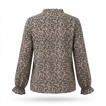 Allsaints Leather - Armel | Floral-Print Ruffle-Neck Blouse Women
